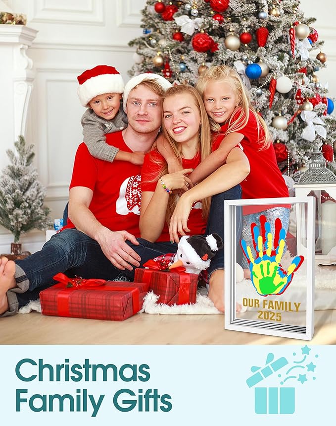 Family Handprint Kit, Baby Hand Print Kit, DIY Handmade Craft Keepsake Frame, Adoption Family Gifts for New Mom, New Parents, Grandparents, Mother's Day, Father's Day, Christmas, 6 Non-Toxic Paints