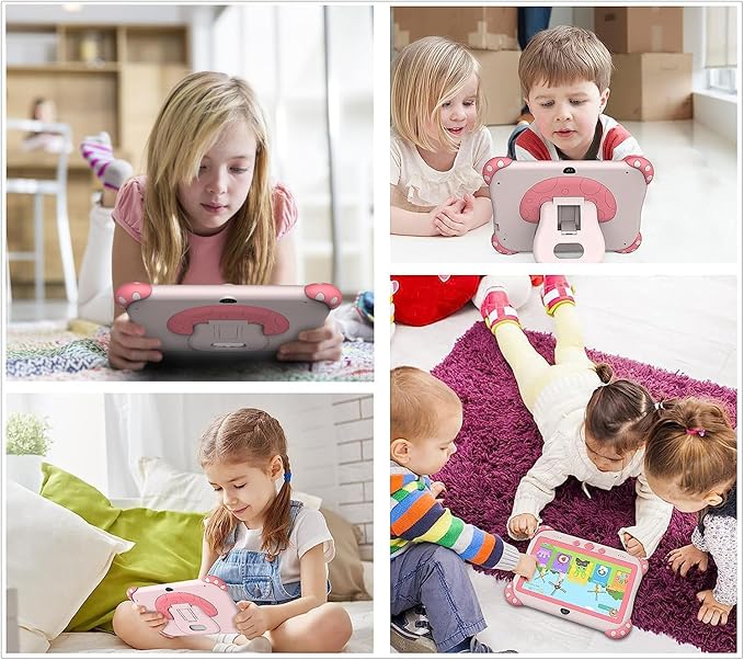 Kids Tablet 7 inch Tablet for Kids Wifi Kids Tablets 32G Android 10 Dual Camera Educational Games Parental Control, Toddler Tablet with Kids Software Pre-Installed Kid-Proof YouTube Netflix (Pink)