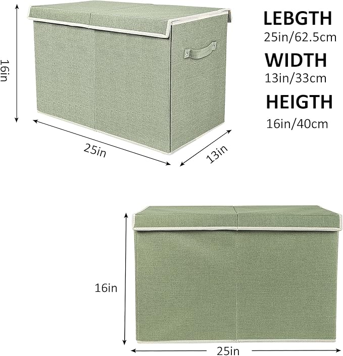 popoly Large Toy Box Chest with Lid, Collapsible Sturdy Toy Bin Storage Organizer Boxes Baskets for Kids, Boys, Girls, Nursery, Playroom, 25"x13" x16"