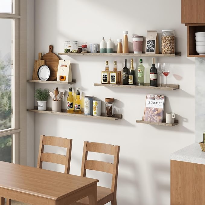 Floating Picture Ledge Shelves for Wall Set of 4, 36 Inch Wall Shelves with Lip Long Large Nursery Book Shelf for Toys Storage Kids Bookshelf Wall Mounted Living Room Bedroom Decor Frames