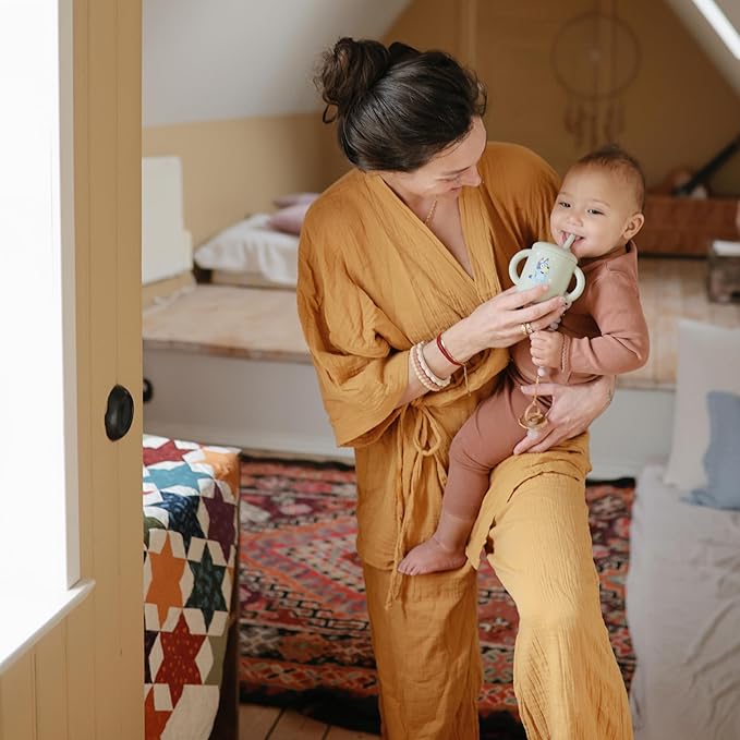 mushie x Bluey 100% Silicone Training Cup & Straw for Toddlers | 6 Months+ (Bluey Sage)