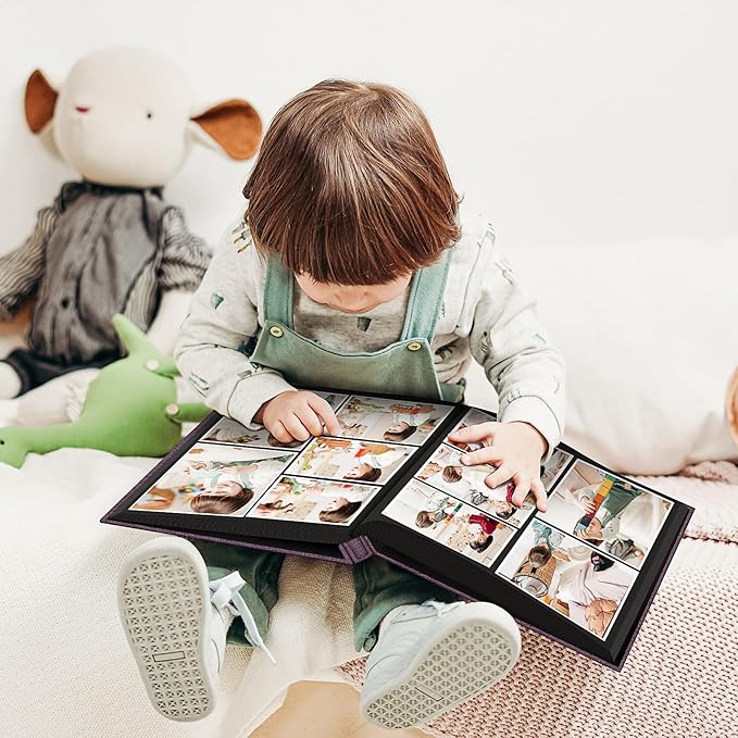 Popotop Photo Album 4x6 200 Pockets for Wedding Gifts,Linen Hardcover Picture Albums for Family Anniversary Baby Vacation Pictures