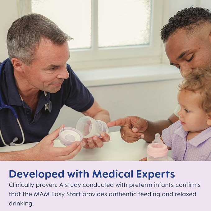 MAM 9oz Easy Start Anti-Colic Baby Bottles, Medium Flow, Breastfeeding-Like Silicone Nipple, Reduces Colic, Gas, & Reflux, Easy-to-Clean, BPA-Free, Baby Bottles for Newborns, 2+ Months