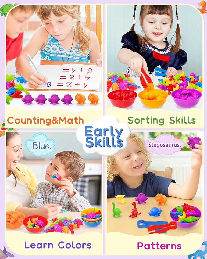 Yetonamr Counting Dinosaurs Montessori Toys for 3 4 5 Years Old Boys Girls, Toddler Preschool Learning Activities Sensory Toys Birthday Gifts