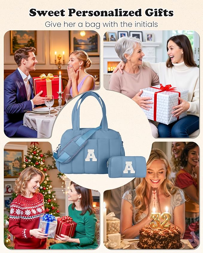 Initial Duffle Bag, Yoga Bags for Women,Overnight Bag with Wet Pocket,Lightweight Work Bags Personalized Gym Tote with Makeup Pouch-Girly Gift