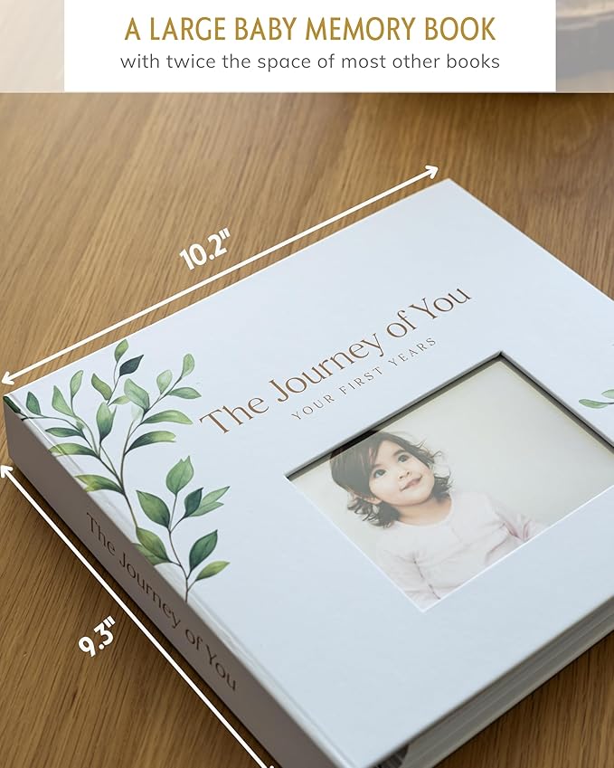 Baby's First 5 Year Book for Girl or Boy - Gender Neutral Green Meadow Nature Keepsake Memory Journal - Newborn Photo Album Milestone Scrapbook - Baby Registry and Gender Reveal Gift for Parents to Be