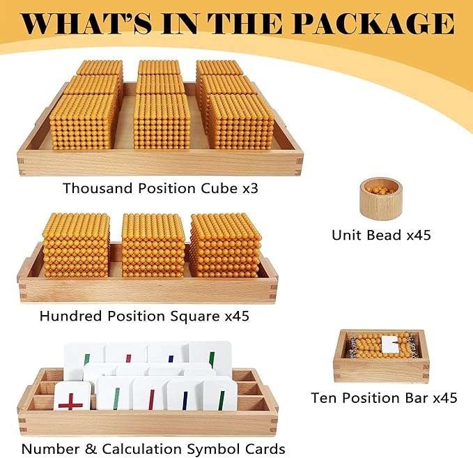 Montessori Golden Beads,Montessori Counting Beads,Montessori Math Materials,Preschool Education Toys Math Bank Game