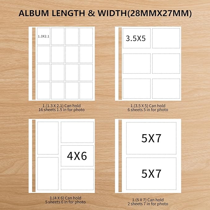 Inspirational Leather Photo Album,Magnetic Self-Stick Page Photo Album,Family Album,Hand Made DIY Albums Holds 3x5, 4x6, 5x7, 6x8 Photos (black-always remember)