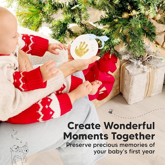 Baby Hand and Footprint Kit Girls, Boys - Personalized Baby Footprint Ornament Kit, Newborn Keepsake Gifts for New Mom, Easy to Use Handprint Makers, Cute Shower Gifts(Sky, Multi-Colored)