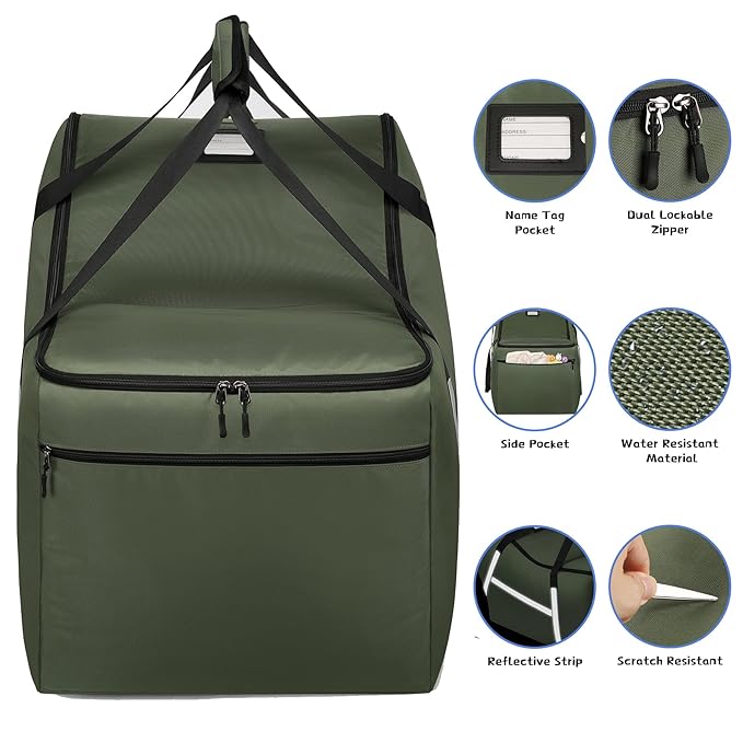 Infant Car Seat Travel Bag for Airplane Compatible with All Nuna Pipa Car Seat and Base,Chicco KeyFit 30 and Base, Padded Car Seat Bags for Air Travel,Car Seat Gate Check Bag with Side Pocket, Green