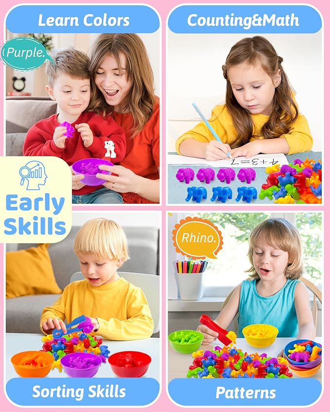 Counting Animals Montessori Toys for 3 4 5 Years Old Boys Girls, Preschool Learning Activities Kindergarten Educational Sensory Toys Gifts for Kids Toddlers