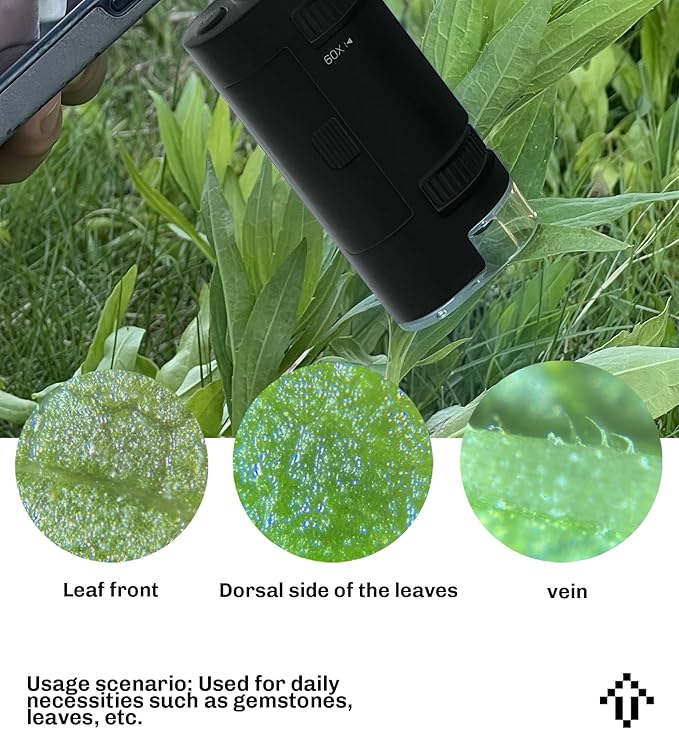 EasyMicro LED Lighted Pocket Microscope 60-120X Magnification Black Color