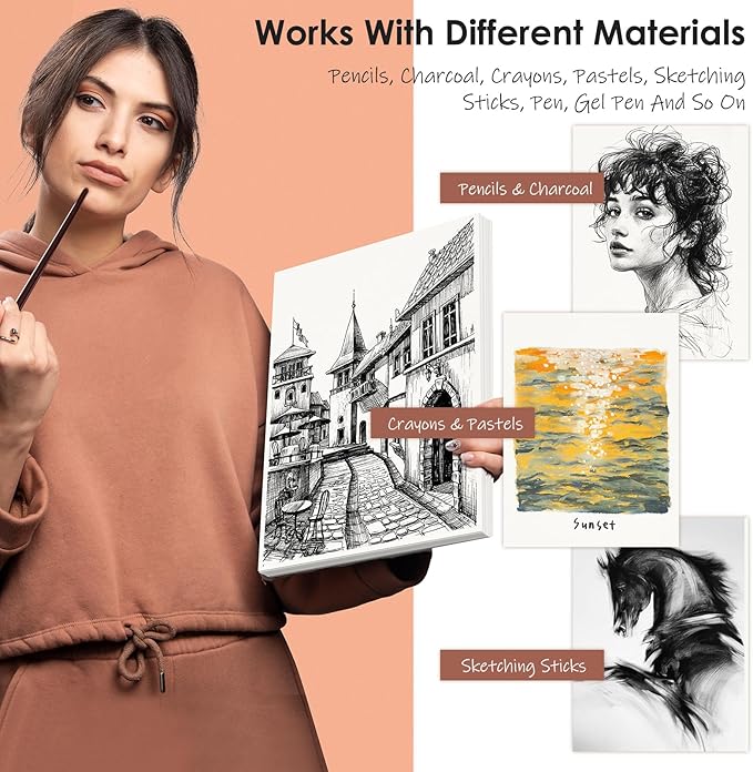 9" x 12" Sketch Paper, Art Paper Bulk, 65 Sheets (68lb/100gsm) Drawing Paper, Acid Free Artist Painting Writing Sketching, School Easel Art Supplies for Kids Teens Students Adults Beginners