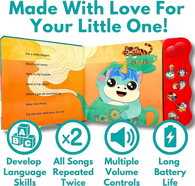 Learning Songs: Musical Toys & Interactive Sound Book for Toddlers 1-3, Baby’s First Year Music Book Gift, Singing Book for 1 Year Old Toddler & Kids, Nursery Rhymes Musical Books for Baby & Children
