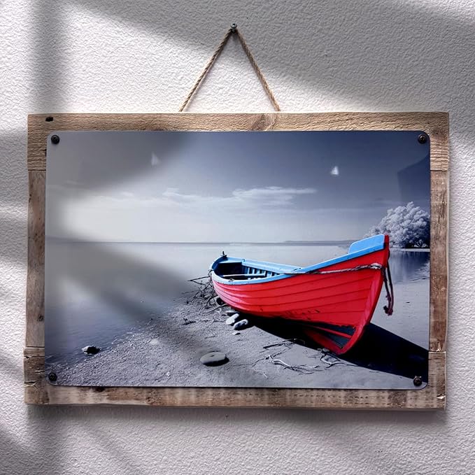 MUNDAZE Custom Portrait Metal Print on Reclaimed Wood Pallet Frame – Personalized Family Photo Gift – Glossy Aluminum Wall Art Keepsake – Made and Shipped in USA (14 x 10)