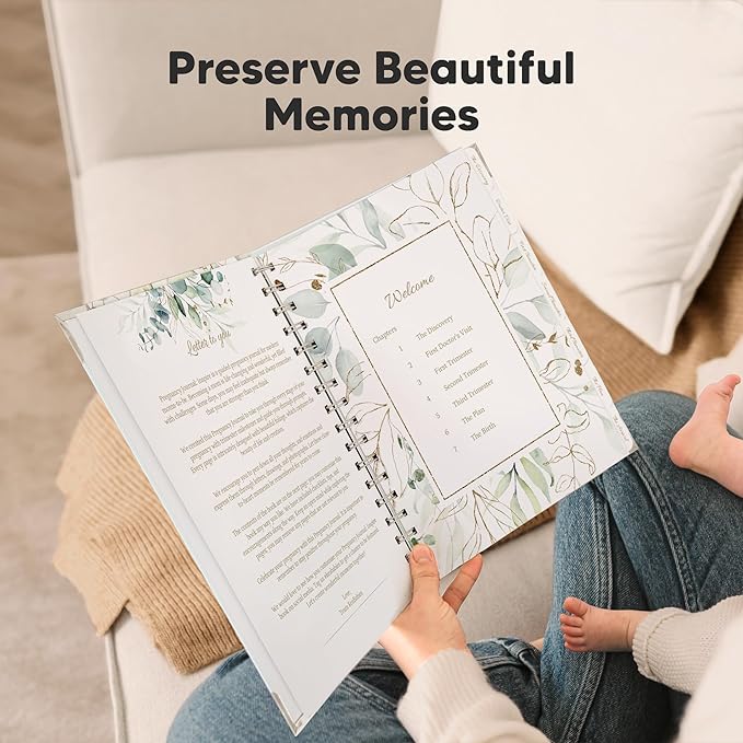 Pregnancy Journal for First Time Moms Gifts - 90 Pages Hardcover Pregnancy Memory Book, Beautiful & Cute Baby Book Keepsake, Ultrasound Baby Scrapbook, Mom To Be Gift (Frost)