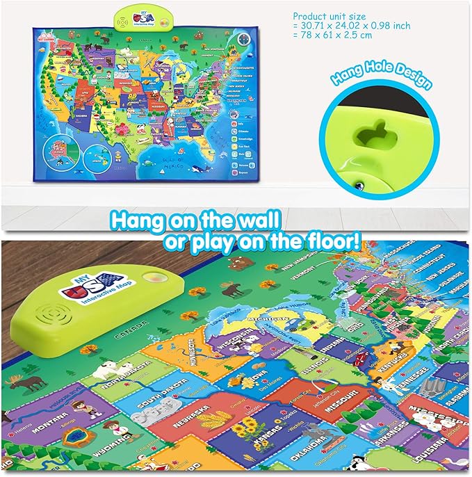 BEST LEARNING i-Poster My USA Interactive Map - Educational Talking Toy for Kids of Ages 5 to 12 Years Old