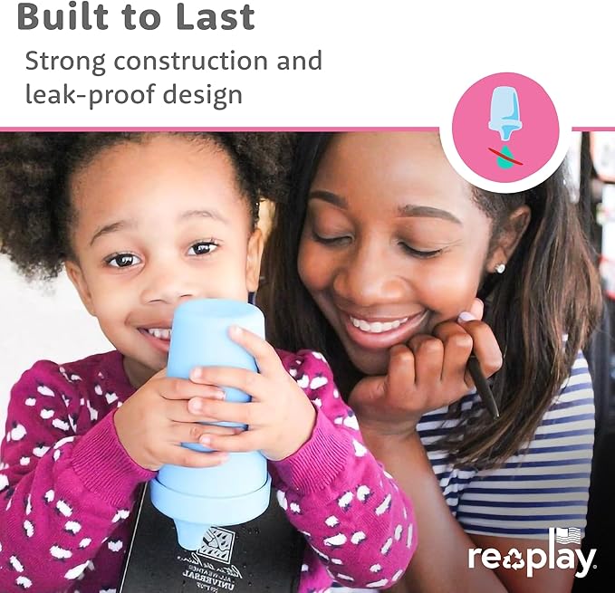 Re-Play Sippy Cups for Toddlers - 10 Oz. Reusable Spill Proof Cups for Kids, Dishwasher/Microwave Safe - Made in USA - Set of 4-3.13" x 6.25" - Preschool