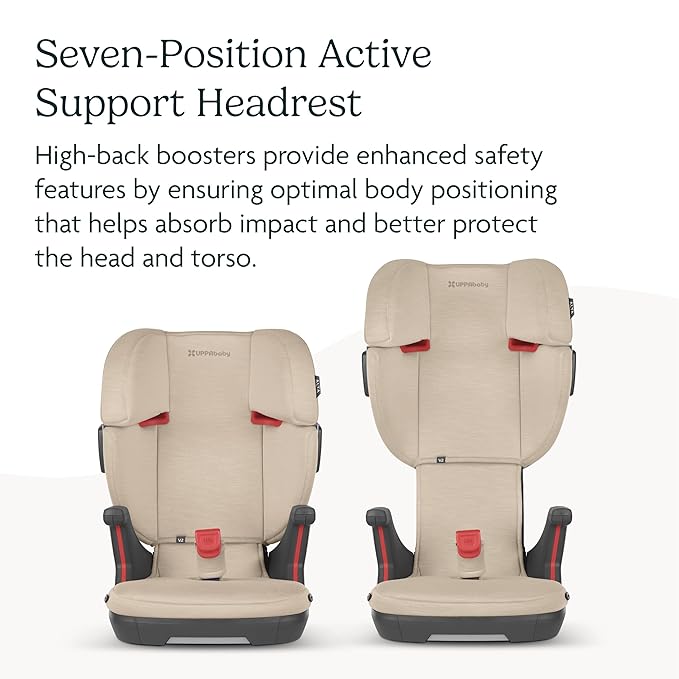 UPPAbaby Alta V2 High Back Booster Seat/Seven-Position, Active Support Headrest for Growing Children/SecureFit Integrated Belt Guide + Positioner/Cup Holder Included/Jake (Black Mélange)