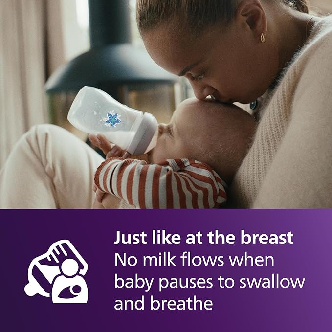 Philips Avent Natural Baby Bottles with Natural Response Nipples (Medium Flow, Flow 3), with Seahorse and Starfish Design, 9oz, 4-Pack, SCY903/68