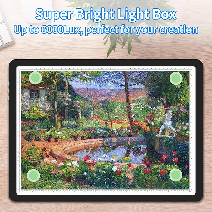 TOHETO A3 Light Board for Diamond Painting, Super Bright Magnetic Light Pad with Side Buttons, Lightbox for Tracing and Drawing, Corded Light Table for Sketching, Animation, Weeding Vinyl (Black)