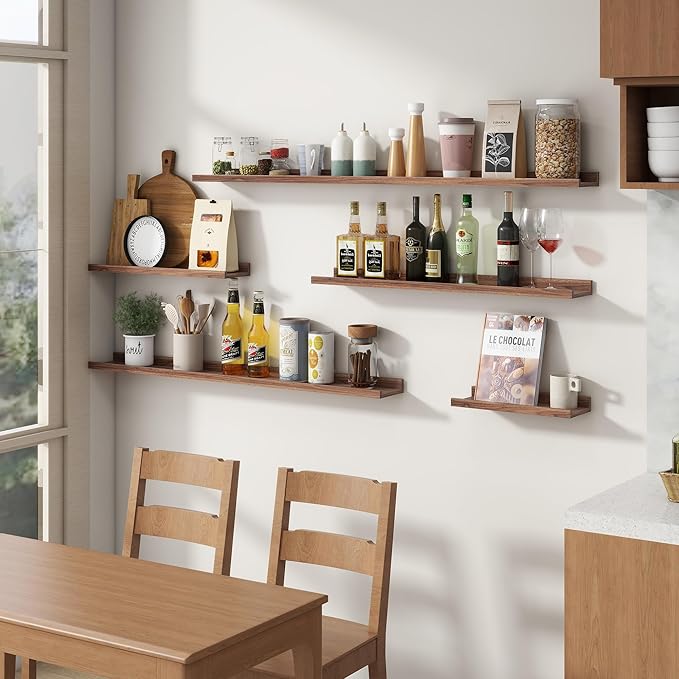 Floating Picture Ledge Shelves for Wall Set of 4, 36 Inch Wall Shelves with Lip Long Large Nursery Book Shelf for Toys Storage Kids Bookshelf Wall Mounted Living Room Bedroom Decor Frames