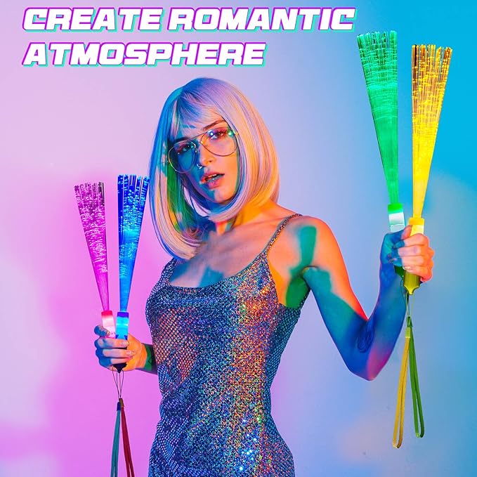 Skylety 36 Pcs Fiber Optic Wand, LED Fiber Optic Wand with 3 Light Modes, Glow Fibers Optics Sticks for Wedding Neon Party, New Year Party Favors, Bar Dj, Halloween, Christmas(Bright Color)