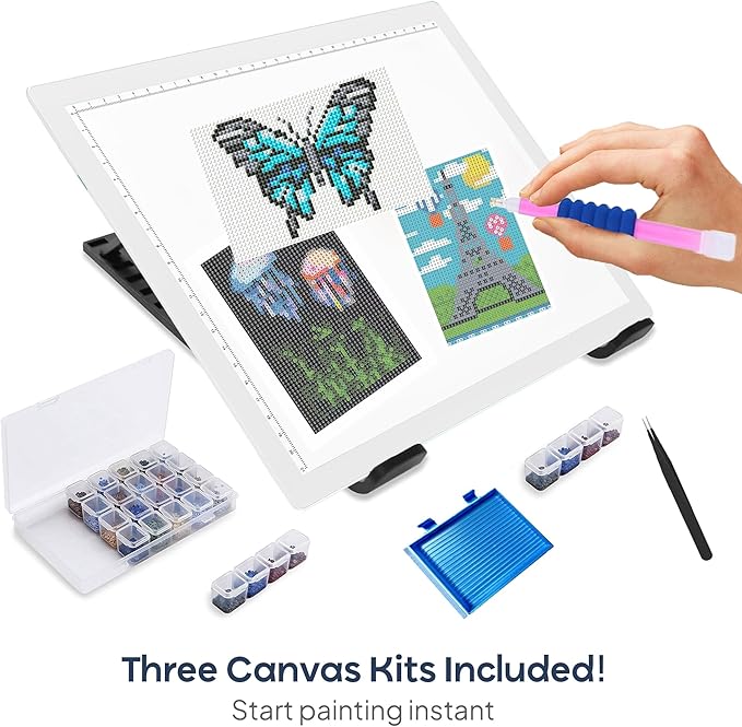 iVyne Rechargeable A4 Light Pad for Diamond Painting & Art Projects – LED Light Board with Diamond Art Accessories – Ultra-Thin & Portable Diamond Dot Light Board, Perfect for Artists - White