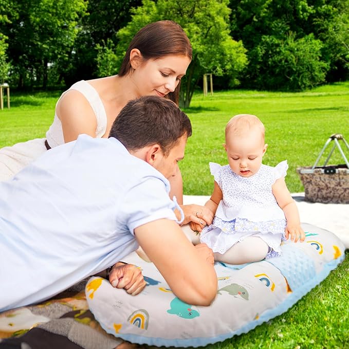 Baby Lounger for Newborns and Infants, Portable Lounger with Pillow & Foot Rest - 100% Cotton, Snug, Travel-Friendly, Breathable Fabric, Ideal for Cribs & Floor - Sprinta (Poly Snuggle)