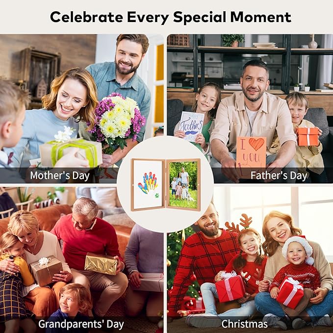 Omrhvi Family Handprint Kit, DIY Craft Keepsake, Hand Print Photo Frame, Family Gifts for New Mom, New Baby, New Parents, Grandparents, Mother's Day, Father's Day, Adoption Day, Anniversary