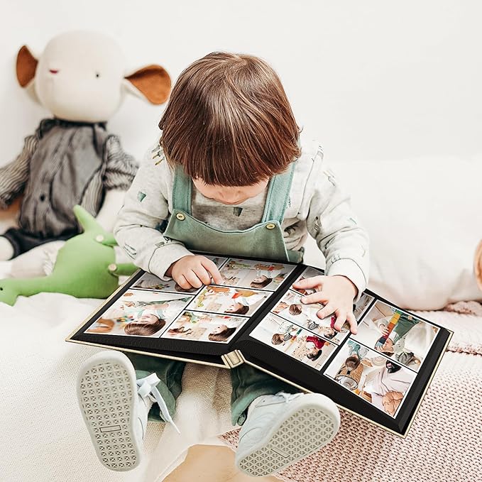 Popotop Photo Album 4x6 200 Pockets for Wedding Gifts,Linen Hardcover Picture Albums for Family Anniversary Baby Vacation Pictures