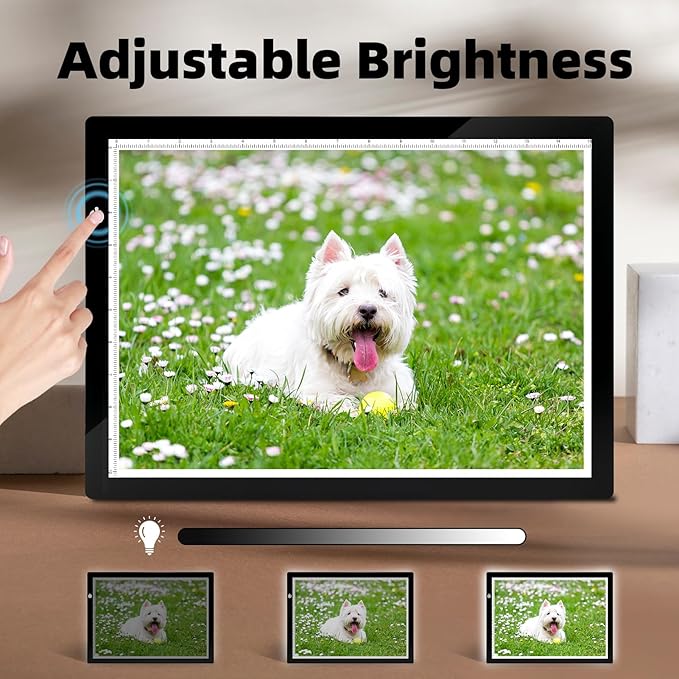 KIVOTAC A3 Tracing Light up Box,LED Light Pad Ultra-Thin USB Powered Brightness Dimmable LED Tracing Board for Drawing, Weeding Vinyl, Diamond Art, Sketching and Animation