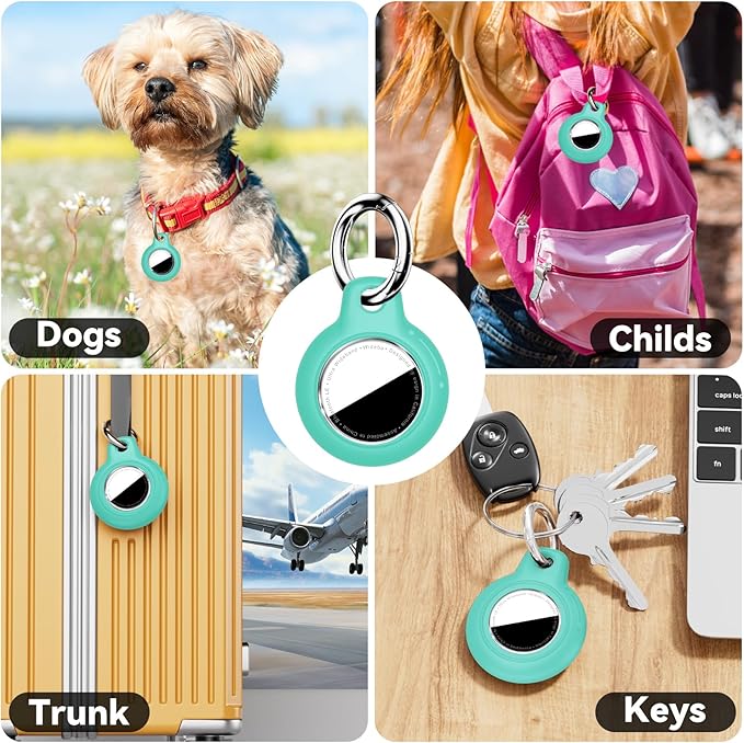 Upgrade Waterproof 2 Pack Airtags Holder with Apple Airtags Keychain, Hard PC Air Tag Case, Anti-Scratch & Shock Air tag Holder, Men's Women's Keyrings & Keychains-Orange+Mint Green