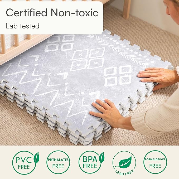 Lillefolk Baby Play Mat for Floor – 4x6ft Gray | Soft Non Toxic Premium EVA Foam Tiles for Tummy Time, Crawling & Playroom – Waterproof Interlocking Floor Mat for Babies & Toddlers (6 Tiles)