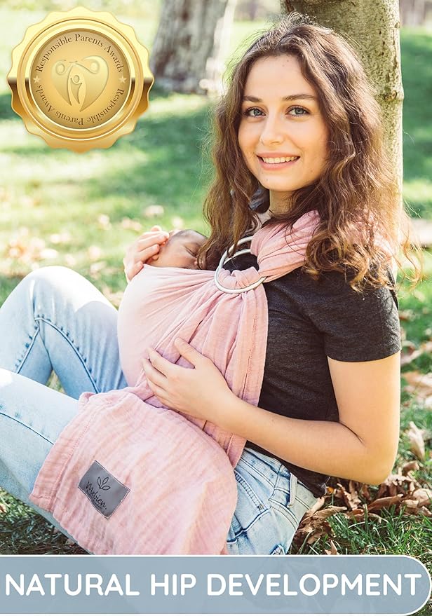 Baby Carrier Sling – Breathable 100% Cotton Wrap for Infant Support, Rose Sling Ring – Adjustable Muslin Fabric, Baby Carrier Newborn to Toddler – Soft Chest Hold for Travel