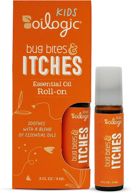 Oilogic Bug Bite Itch Roll-On Essential Oil for Kids - 100% Pure Essential Oils for Soothing Skin - Gentle, Kids-Safe Formula for Toddlers & Children, Indoor & Outdoor Use, 9ml
