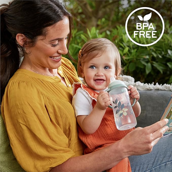 NUK Learner Cup, 8+ Months, Fun Fruits and Animals, Amazon Exclusive Collection, 10 Oz, Pack of 2, BPA-Free, Soft Spout, Spill Proof Sippy Cup