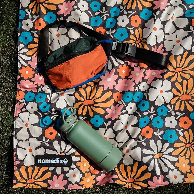 Nomadix Festival Blanket - Perfect for Picnics, Camping, & Lawn Seating - Plush Top & Water Resistant Base - Made with Post Consumer Recycled Materials - Hula Multi - 60x70