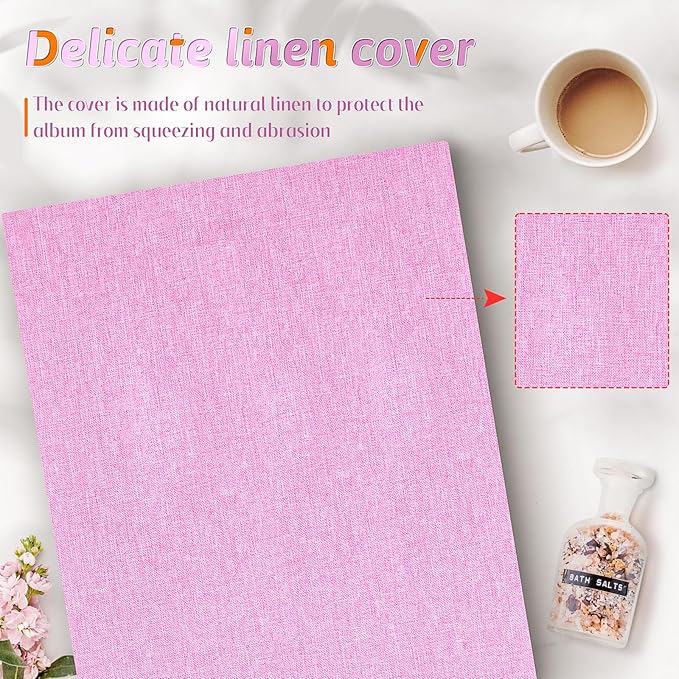 Popotop Photo Album 4x6 600 Pockets for Wedding Gifts,Linen Hardcover Picture Albums for Family Anniversary Baby Vacation Pictures