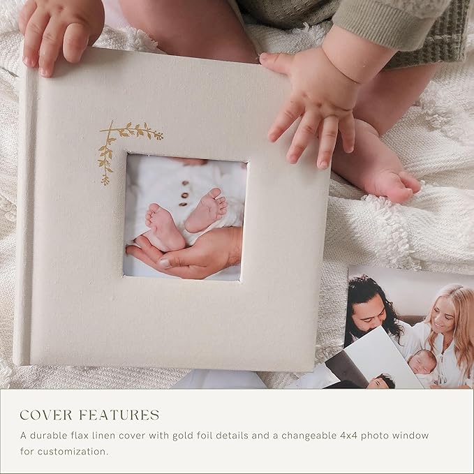 Elegant Linen Photo Album - 200 Acid-Free Pockets for 4x6 Pics - Perfect for Weddings & Gifts