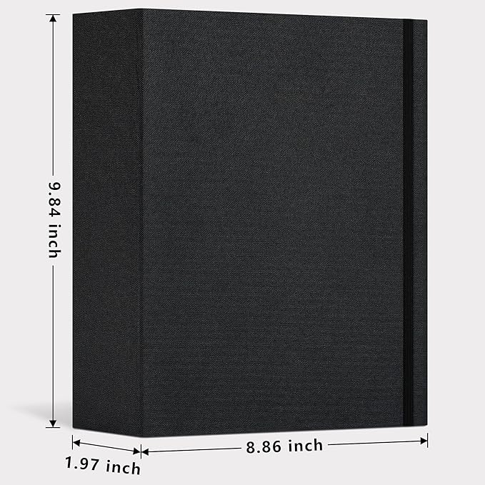 Vienrose Linen 3-Ring Photo Album Holds 190 Photos, 160 4x6 Photos and 30 6x8 Pictures, Picture Album with Multiple Size Pockets, Memory Book for Family Wedding Anniversary Baby, Black