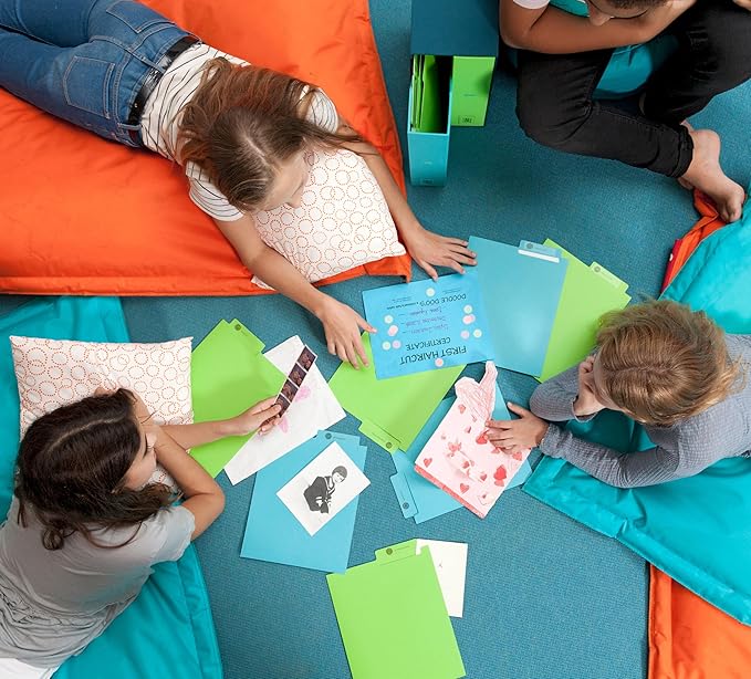 Savor | Deluxe School Years Keepsake Box | Fabric Bound Acid-Free Childhood Memory Organizer with Labels for Birthday, Graduation, Mitzvah, Mother’s Day, and Baby Shower (Ocean, Harper)