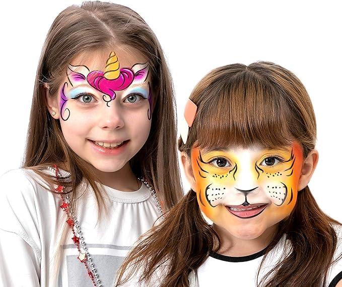 42PCS Face and Body Paint Crayons, XL Face Painting Kit Safe and Non-Toxic Ultimate Party Pack Including 14 Metallic Colors for Birthday Makeup Party Supplies, Festivals, Gifts for Kids Girls Boys