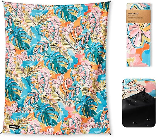 Nomadix Festival Blanket - Perfect for Picnics, Camping, & Lawn Seating - Plush Top & Water Resistant Base - Made with Post Consumer Recycled Materials - Jungle - 60x70
