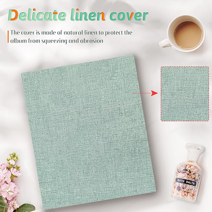 Popotop Photo Album 4x6 100 Pockets for Wedding Gifts,Linen Hardcover Picture Albums for Family Anniversary Baby Vacation Pictures