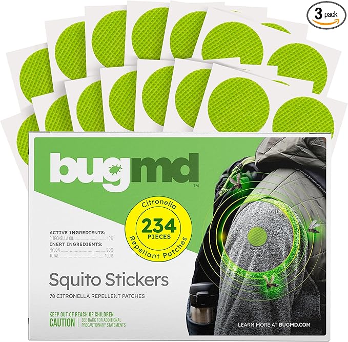 BugMD Squito Stickers Mosquito Repellent Patch for Adults (234 Stickers), Safe & Effective Insect Repellent Patches for Toddlers, Kids, Camping, Beach & Outdoor Essentials