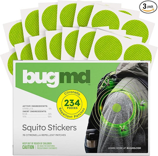 BugMD Squito Stickers Mosquito Repellent Patch for Adults (234 Stickers), Safe & Effective Insect Repellent Patches for Toddlers, Kids, Camping, Beach & Outdoor Essentials