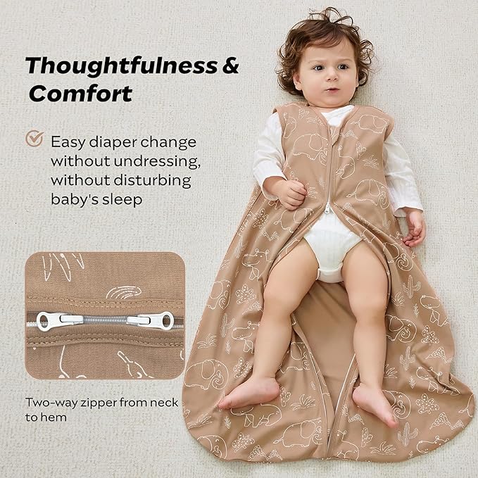 JELLYMONI Baby Sleep Sack 18-24 Months 0.5 Tog Wearable Blanket for Baby, 100% Cotton 3 Pack Infant Toddler Sleeping Sack Lightweight Soft 2-Way Zipper Sleepsack