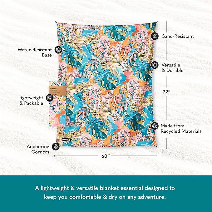 Nomadix Festival Blanket - Perfect for Picnics, Camping, & Lawn Seating - Plush Top & Water Resistant Base - Made with Post Consumer Recycled Materials - Jungle - 60x70
