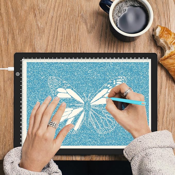 iVyne Corded Light Pad for Weeding Vinyl - A4 Light Box for Drawing - Light Board for Tracing - Light Box for Diamond Painting, Weeding Vinyl, Sketching, Tracing (Black)